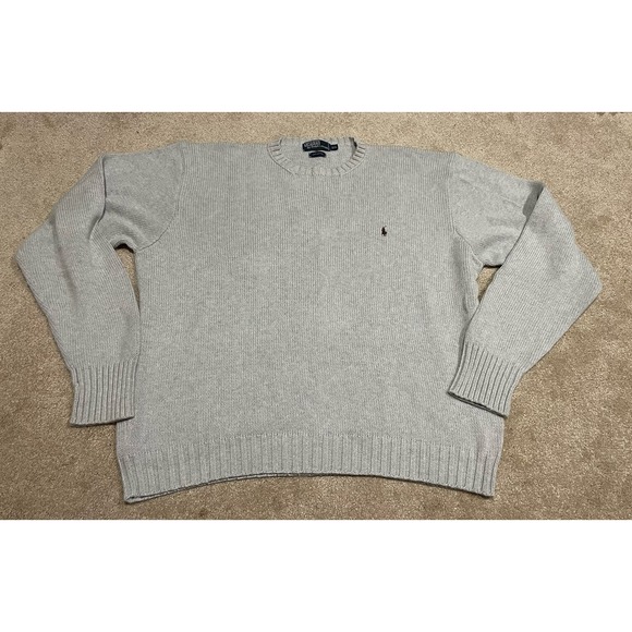 Polo Ralph Lauren Men's XXL Gray Heavyweight Crewneck Sweater W/Burgundy Pony - Picture 1 of 8